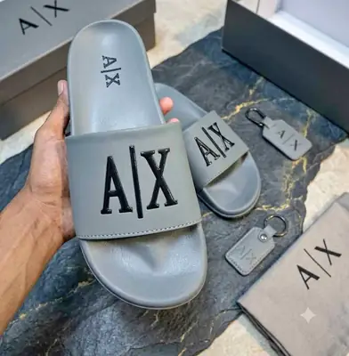 Men's Rubber Fancy Slide Slippers (AIX-Grey) thumbnail 4