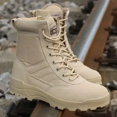 Men's Synthetic Leather Fancy Knee High Boots (BEIGE SWAT) thumbnail 3