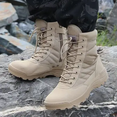 Men's Synthetic Leather Fancy Knee High Boots (BEIGE SWAT) thumbnail 4
