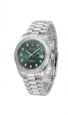 Rolex Datejust Inspired Luxury Men's Analog Watch – Silver & Green thumbnail 3