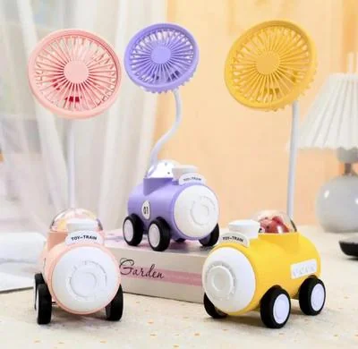 Rechargeable Desk Fan Toy Train Multicolor Portable