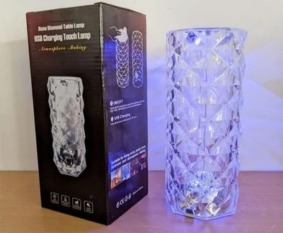 Crystal Diamond Table Lamp with 16 Color RGB Touch Control USB Charging