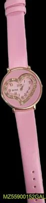 Pink Heart-Shaped Women's Quartz Watch with Rubber Strap