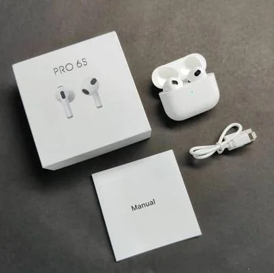 White Bluetooth 5 Airpods Pro 6S with Super Bass & Smart Touch thumbnail 3