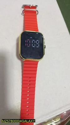 Kids LED Digital Watch Red Rubber Strap