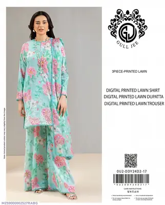 3 Pcs Women's Unstitched Digital Print Suit