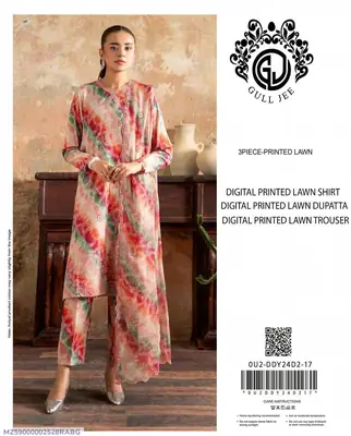 3 Pcs Women's Unstitched Digital Print Suit