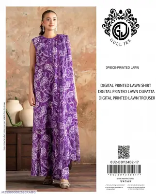 3 Pcs Women's Unstitched Digital Print Suit