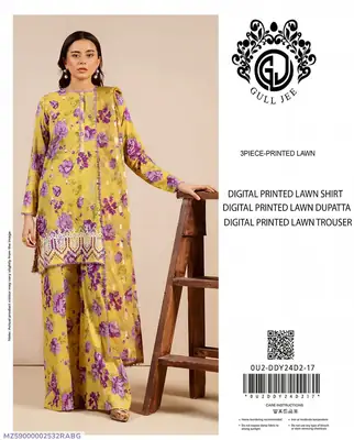 3 Pcs Women's Unstitched Digital Print Suit