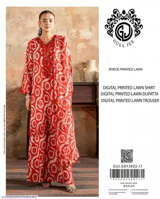 3 Pcs Women's Unstitched Digital Print Suit