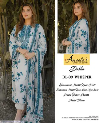 3 Pcs Women's Unstitched Embroidered Suit