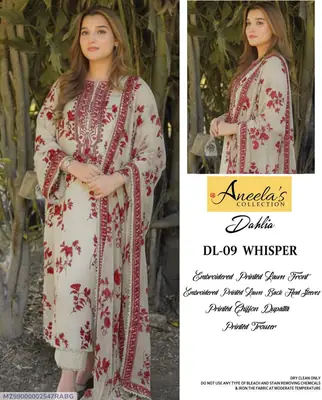 3 Pcs Women's Unstitched Embroidered Suit