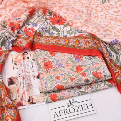 3 Pcs Women's Unstitched Digital Print Suit thumbnail 2