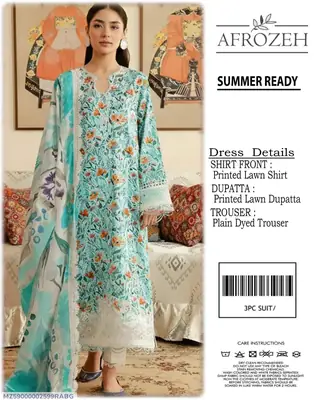 3 Pcs Women's Unstitched Digital Print Suit