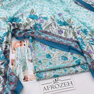 3 Pcs Women's Unstitched Digital Print Suit thumbnail 2