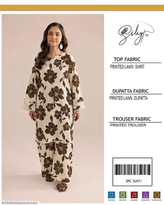 3 Pcs Women's Unstitched Digital Print Suit