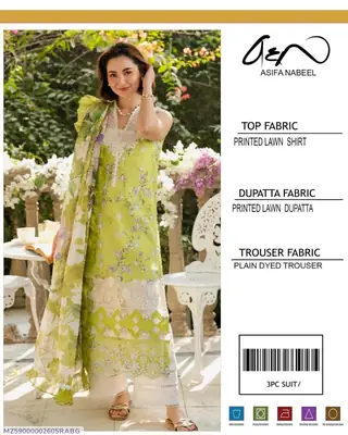 3 Pcs Women's Unstitched Digital Print Suit