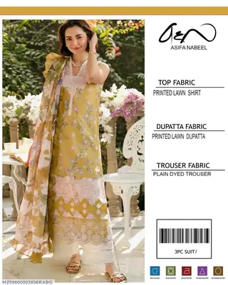 3 Pcs Women's Unstitched Digital Print Suit