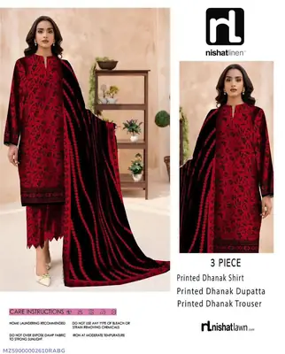 3 Pcs Women's Unstitched Digital Print Suit