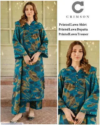 3 Pcs Women's Unstitched Digital Print Suit