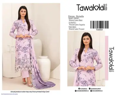 3 Pcs Women's Unstitched Digital Print Suit