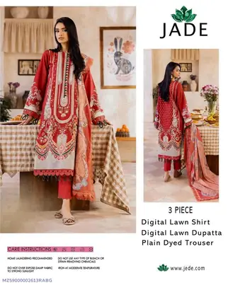 3 Pcs Women's Unstitched Digital Print Suit