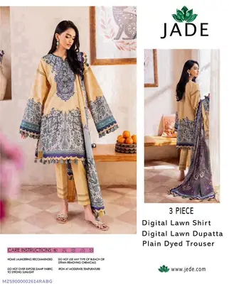 3 Pcs Women's Unstitched Digital Print Suit