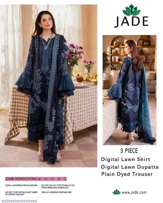 3 Pcs Women's Unstitched Digital Print Suit
