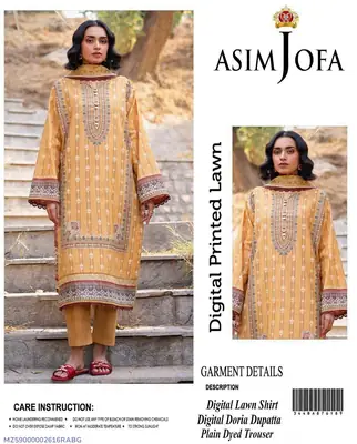 3 Pcs Women's Unstitched Digital Print Suit