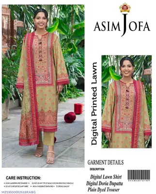 3 Pcs Women's Unstitched Digital Print Suit