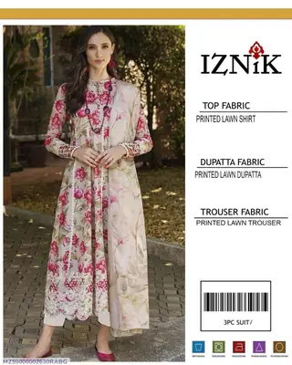 3 Pcs Women's Unstitched Digital Print Suit