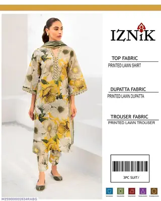 3 Pcs Women's Unstitched Digital Print Suit