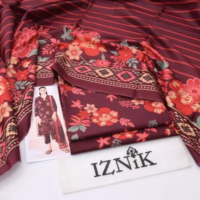 3 Pcs Women's Unstitched Digital Print Suit thumbnail 2
