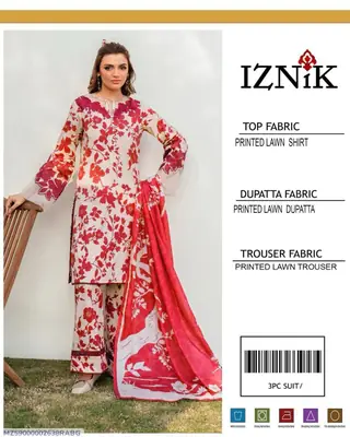 3 Pcs Women's Unstitched Digital Print Suit