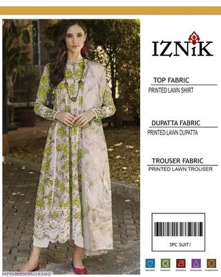 3 Pcs Women's Unstitched Digital Print Suit