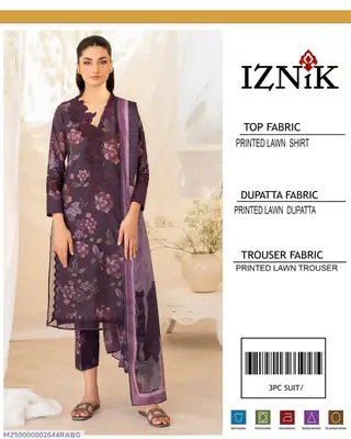 3 Pcs Women's Unstitched Digital Print Suit