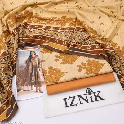3 Pcs Women's Unstitched Digital Print Suit