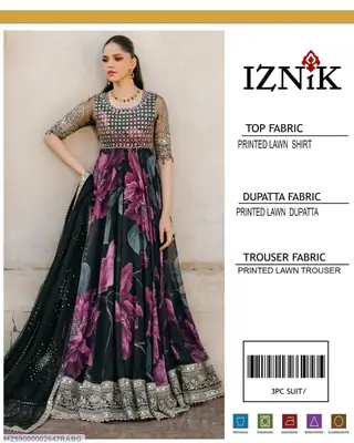 3 Pcs Women's Unstitched Digital Print Suit