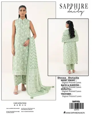 3 Pcs Women's Unstitched Digital Print Suit