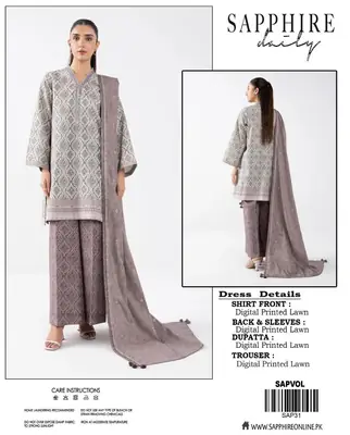 3 Pcs Women's Unstitched Digital Print Suit