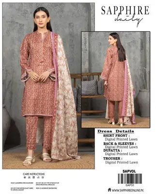 3 Pcs Women's Unstitched Digital Print Suit
