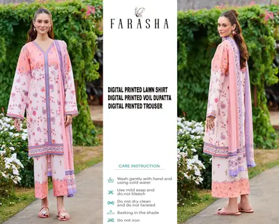 3 Pcs Women's Unstitched Digital Print Suit