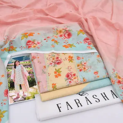 3 Pcs Women's Unstitched Digital Print Suit thumbnail 2