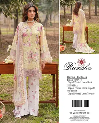 3 Pcs Women's Unstitched Digital Print Suit