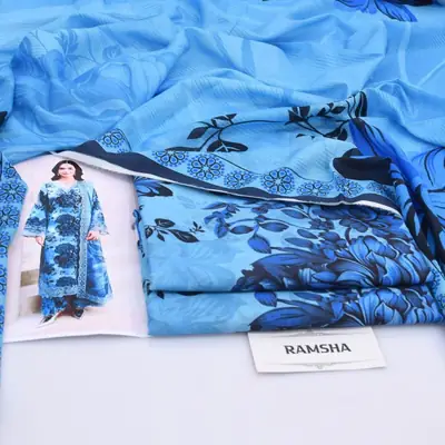 3 Pcs Women's Unstitched Digital Print Suit thumbnail 2