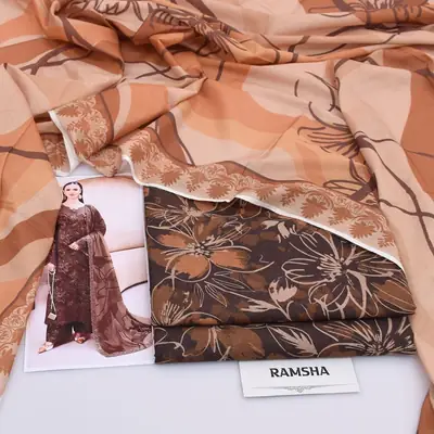 3 Pcs Women's Unstitched Digital Print Suit thumbnail 2