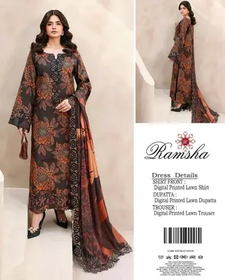 3 Pcs Women's Unstitched Digital Print Suit