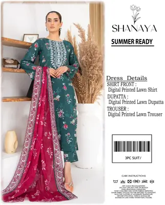 3 Pcs Women's Unstitched Digital Print Suit