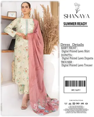 3 Pcs Women's Unstitched Digital Print Suit