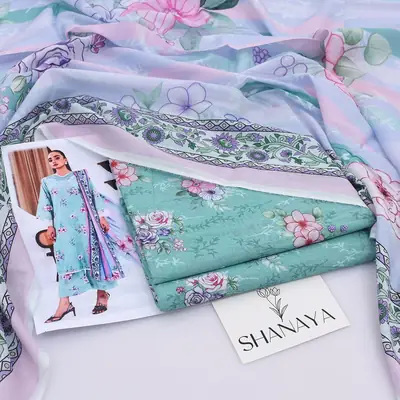 3 Pcs Women's Unstitched Digital Print Suit thumbnail 2